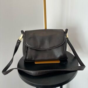 Elegant Dark Brown Genuine Leather Shoulder Bag